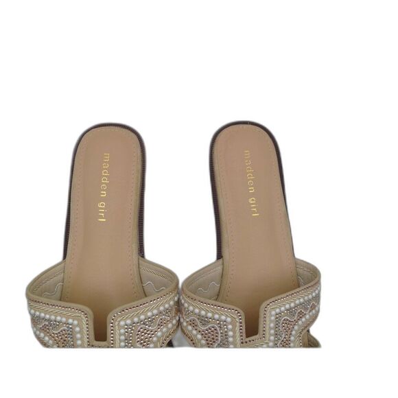 Madden Girl Women's Hally‎ Tan Beaded Slide Sandals Size 10 Slip On Flats - Picture 4 of 5